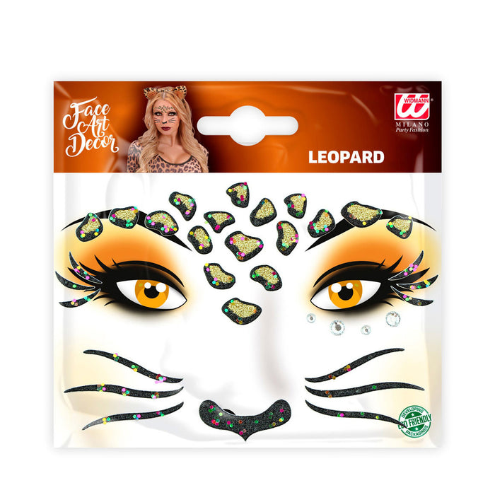 Face Art Decor Glitzer Tattoo Sticker - Leopard | Gesichtssticker zum Kostüm