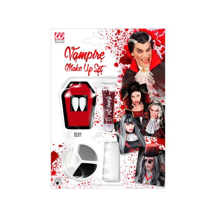 Vampir Make-Up Set mit Eckzähnen und Kunstblut | Vampirblut