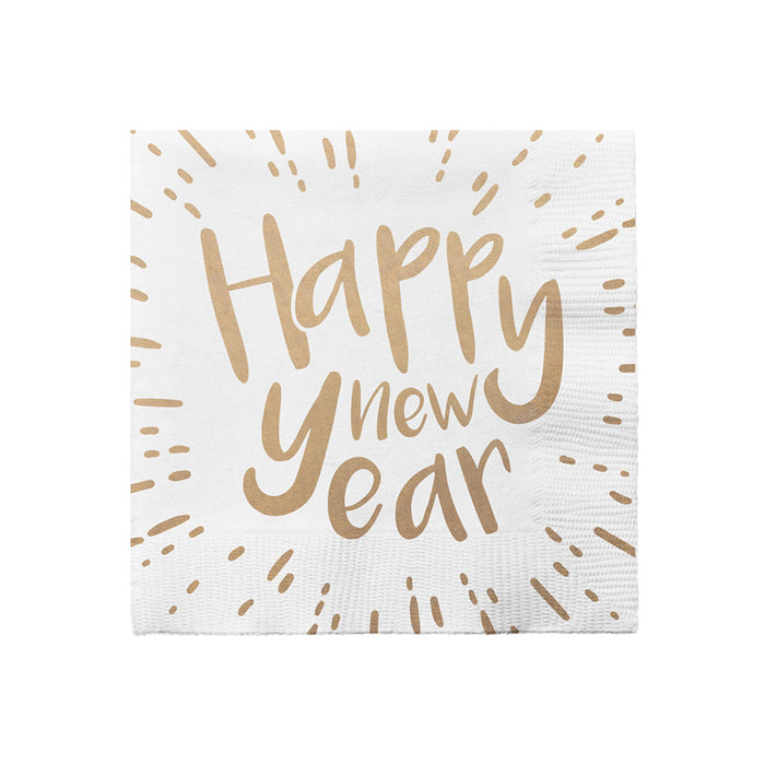 Silvester Papier Servietten "Happy New Year" | 20 Stück - 33 x 33 cm