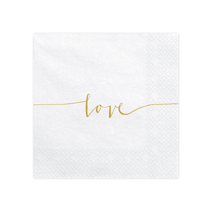 Servietten Love Weiß/Gold 33x33cm/20 St.