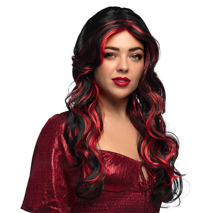 Perücke "Devilicious" für Damen | Schwarz/Rot