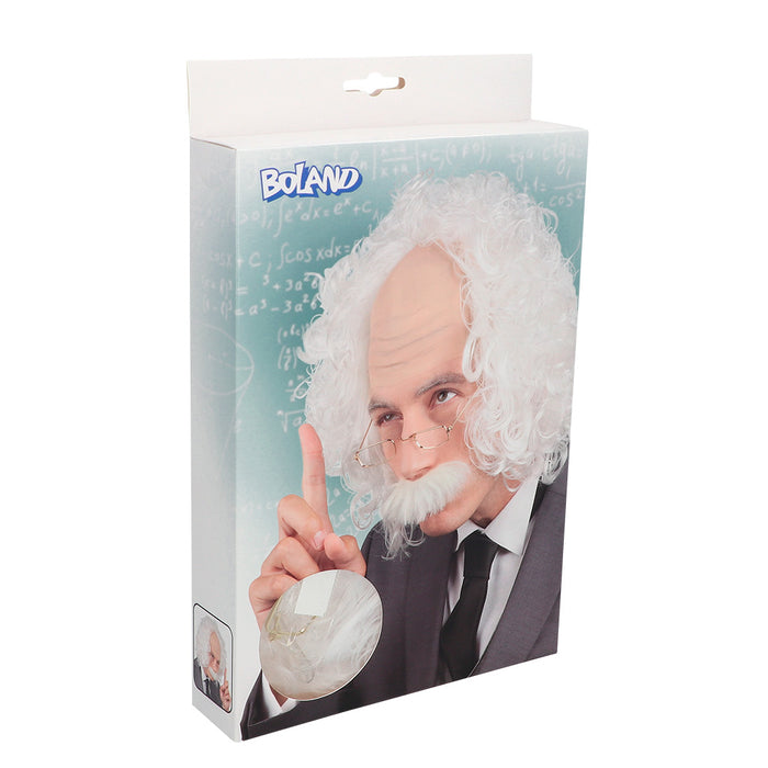 Herren Perücke "Professor" mit Bart und Brille | Weiß