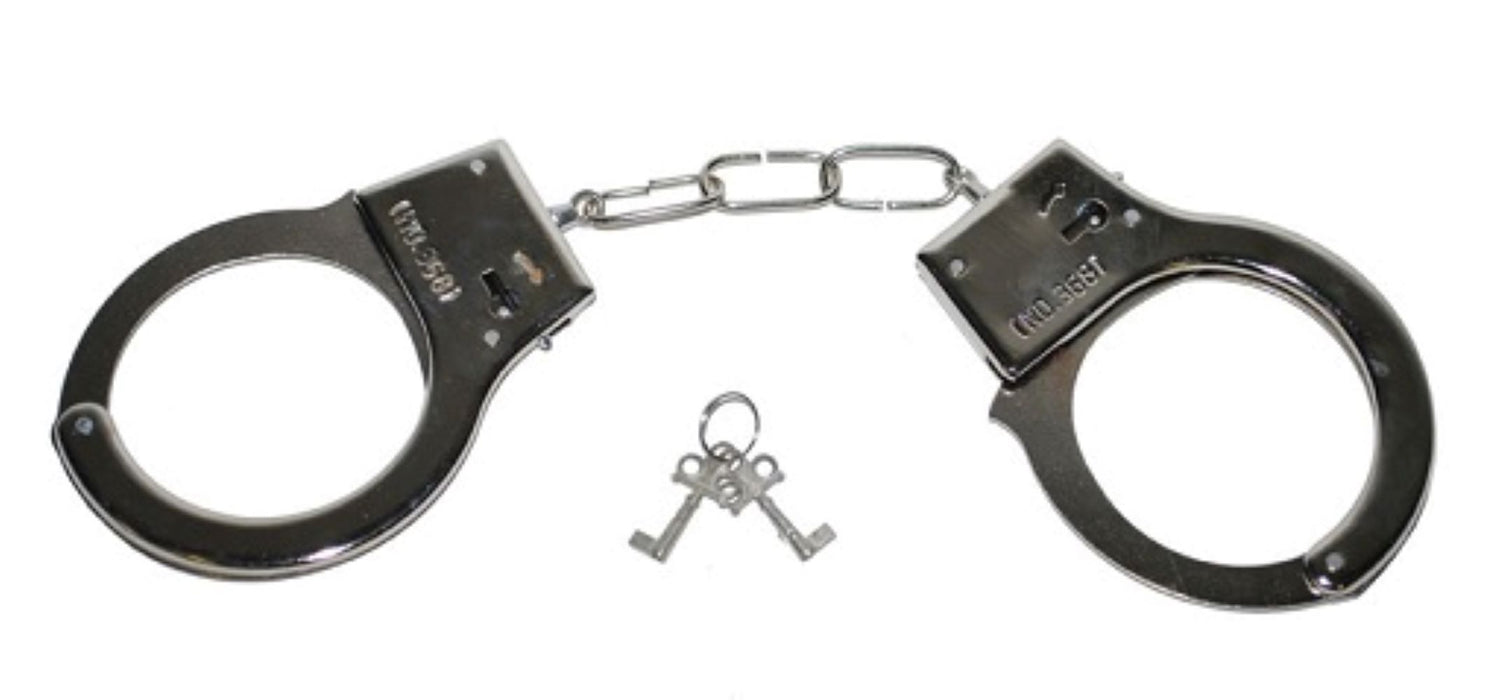 Metall Handschellen zum Polizisten Polizei Kostüm Erwachsene | Silber