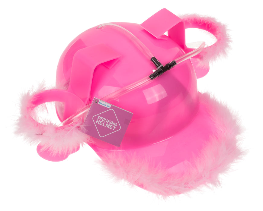 Trinkhelm mit Federn | Pink