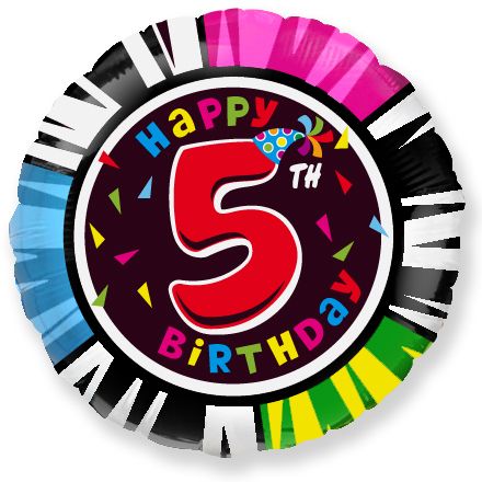ABC18 Folienballon "Happy 5th Birthday" | Ø 45 cm