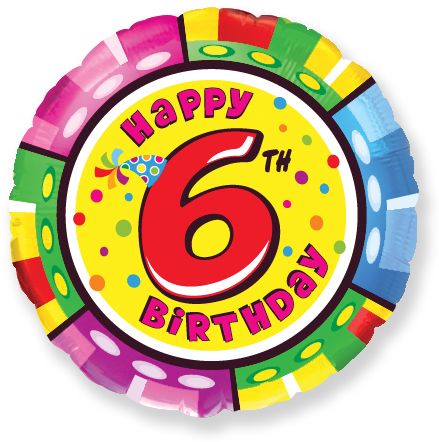 ABC18 Folienballon "Happy 6th Birthday" | Ø 45 cm