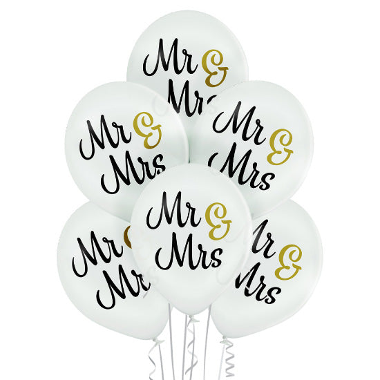 Luftballon Ø30cm "Mr & Mrs" | 6 Stk. - Weiß Pastell