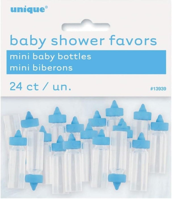 Favours Babyflasche Mini blau 24 Stück Babyparty Dekoration für Jungs