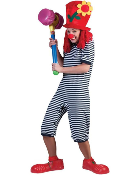 Ringel Badeanzug zum Clown Kostüm für Erwachsene | Blau Weiß