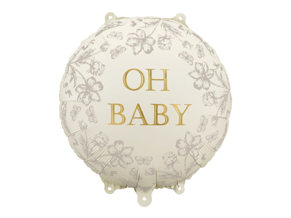 ABC18 Folienballon Blumen "OH BABY" Rund Ø43cm