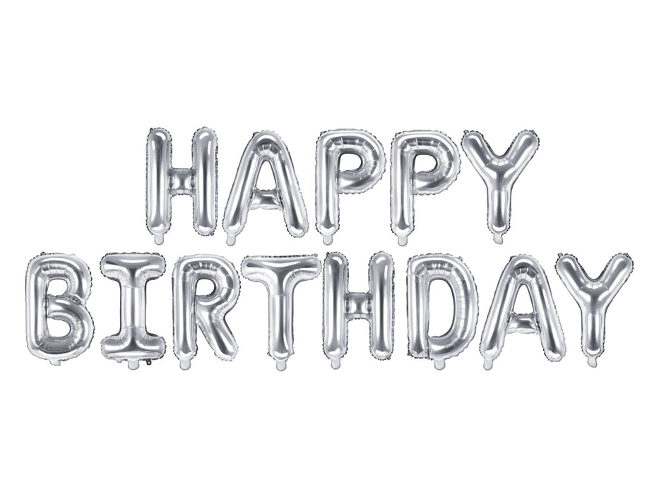 Ballongirlande "HAPPY BIRTHDAY" 340x35cm | Silber