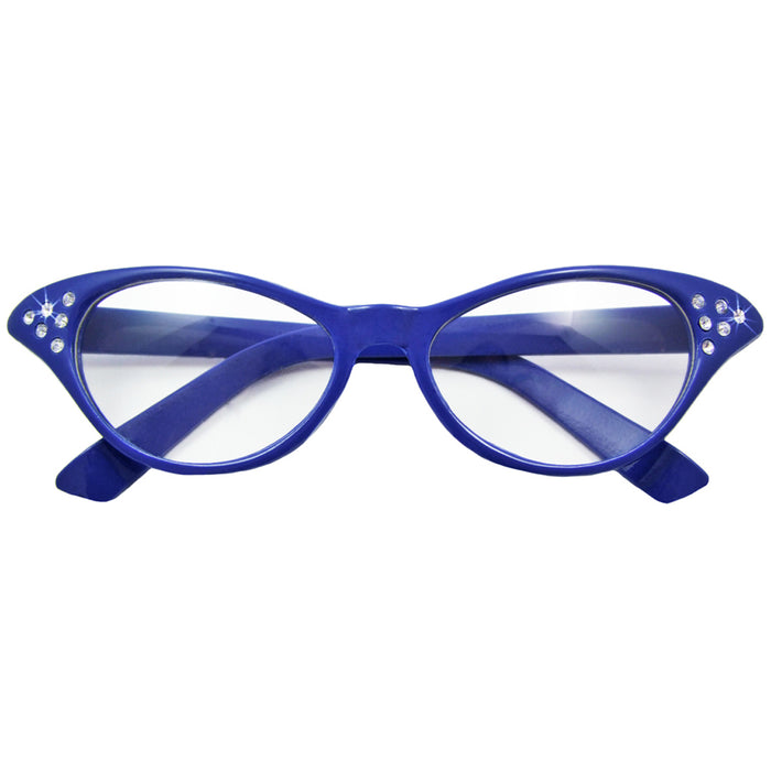 Fifties Cateye Brille "Diamond" mit Strass | Blau