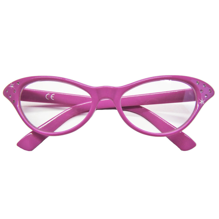 Fifties Cateye Brille "Diamond" mit Strass | Lila