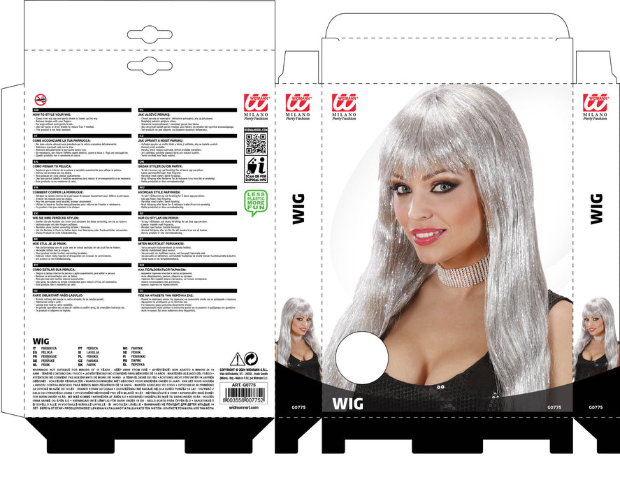 Perücke Glitzy Glamour | Silber