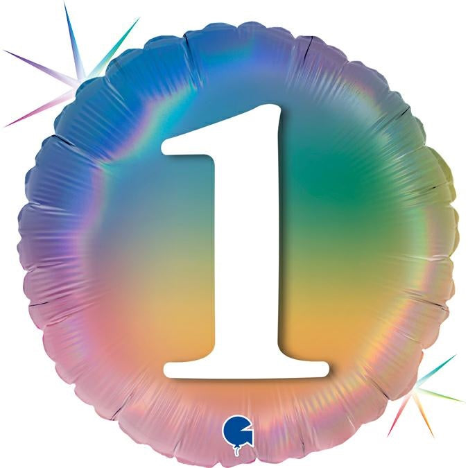 ABC18 Folienballon "Happy 1 Colourful Rainbow" | Ø 45 cm