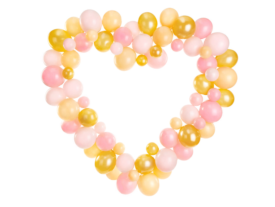 Latexballon Ballongirlande Herzrahmen, rosa/gold, 160cm
