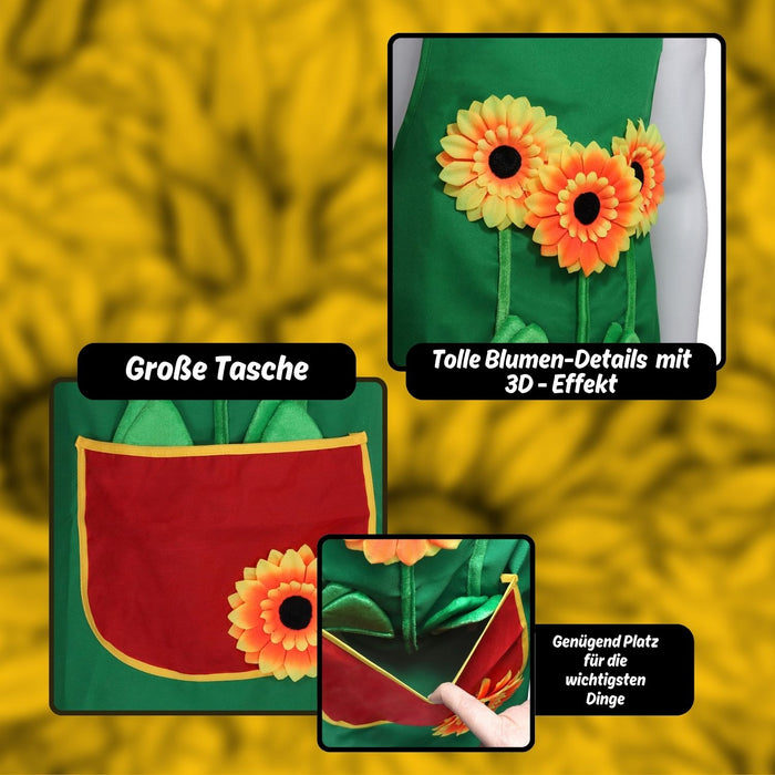 Gärtnerschürze für Damen und Herren | Mit Sonnenblumen Applikationen