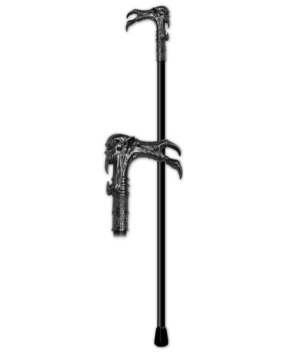 Gehstock aus Metall "Totenkopf - Alien" | Silber Schwarz - 93 cm