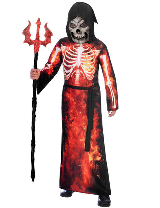 Halloween Kinderkostüm "Fire Reaper" mit Skelett Maske | Teufelskostüm