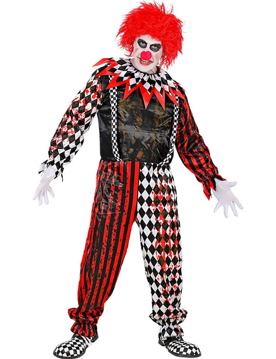 Halloween Kostüm "Killerclown" für Herren - Schwarz Rot | Blutiger Horror Anzug