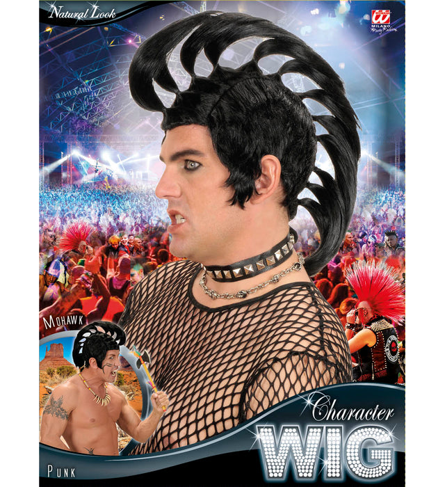 Punk Herren Perücke "Mohikaner" K0813 | Schwarz