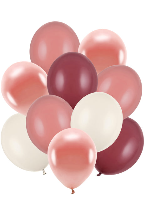 Luftballon Ø30cm Set | 10 Stk. Rosa/Pflaume/Alabaster/Roségold Mix