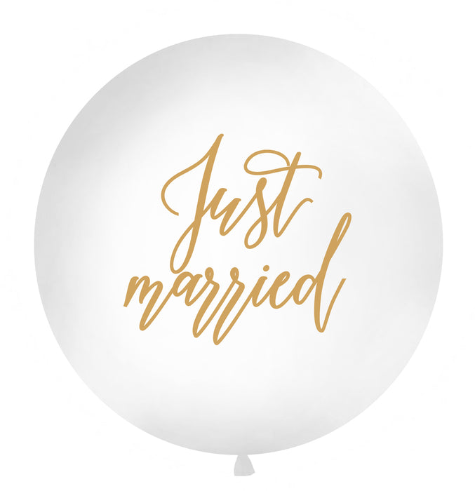 Latexballon Just Married, Druck gold ca. 1mØ/1St.