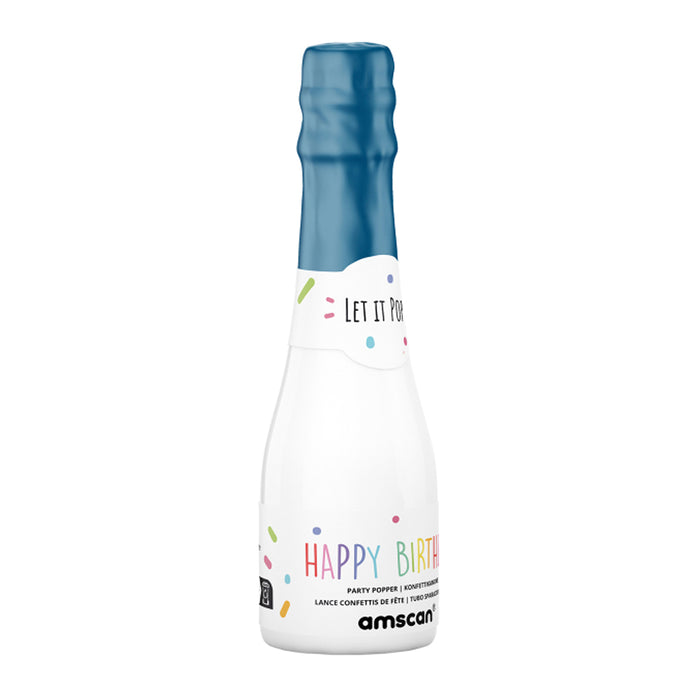 Konfettishooter Flasche Blau | 16 cm Bunt