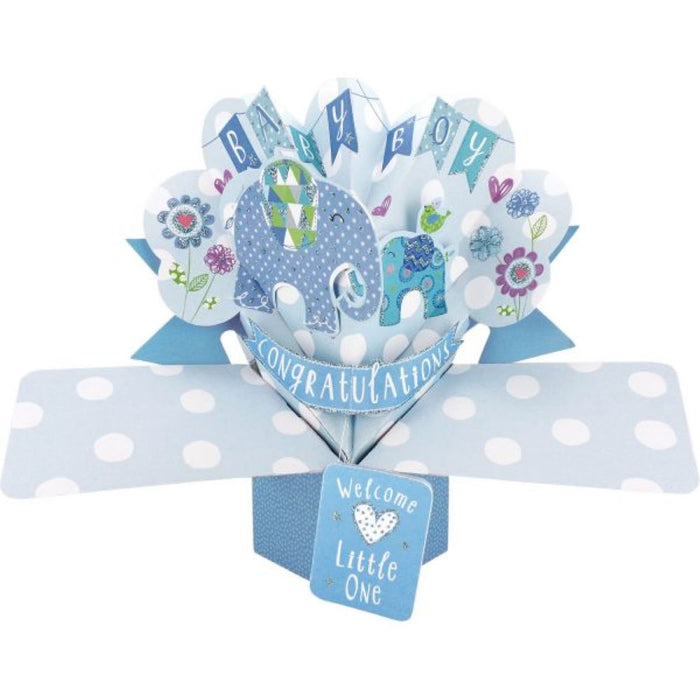 Grußkarte PopUp "Baby Boy" Elefant