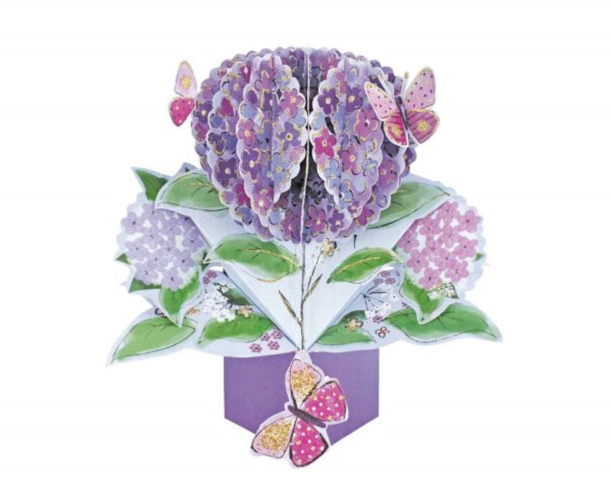 Grußkarte PopUp Hortensie und Schmetterling
