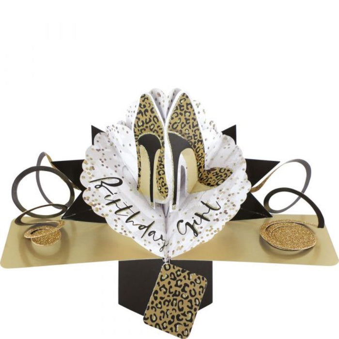 Grußkarte PopUp "Birthday Girl" Leopard