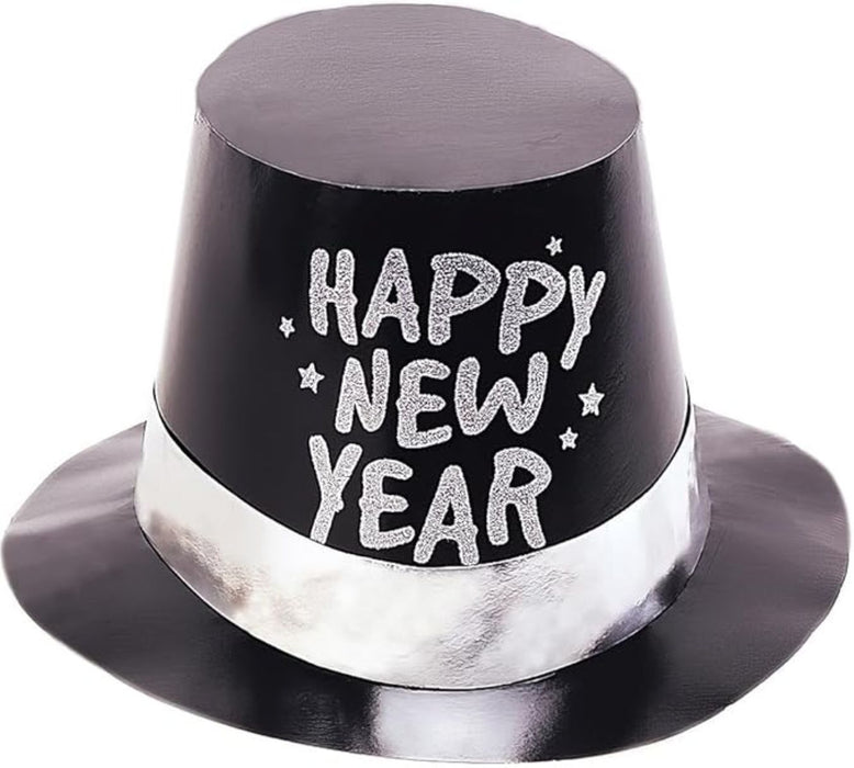 Partyhut New Year Zylinder Glitzer Schwarz