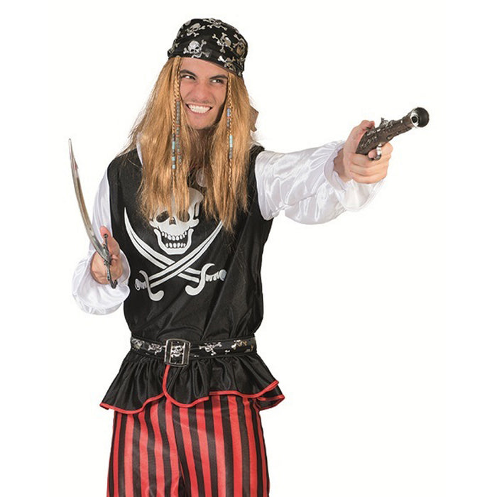 Pirat "Bill" Kostüm für Herren | Schwarz Rot