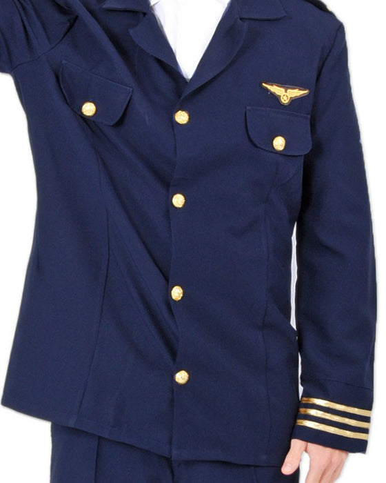 Piloten Kostüm "Robert "für Herren | Anzug mit Mütze Dunkelblau