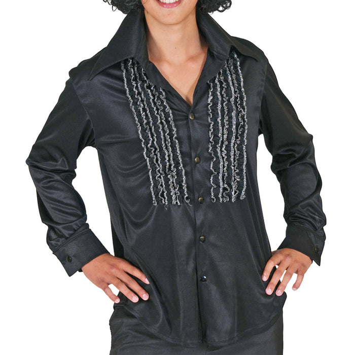 Hippie Rüschenhemd für Herren | Schwarz