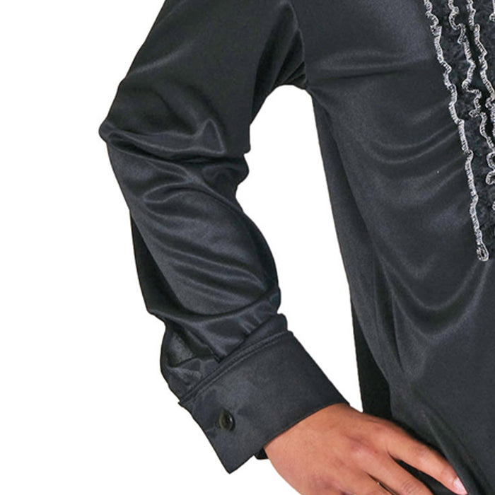 Hippie Rüschenhemd für Herren | Schwarz