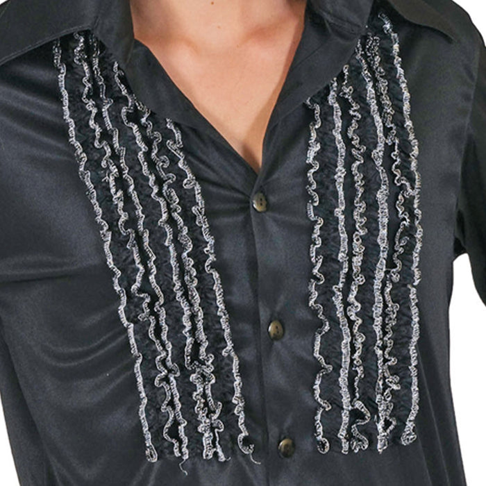 Hippie Rüschenhemd für Herren | Schwarz