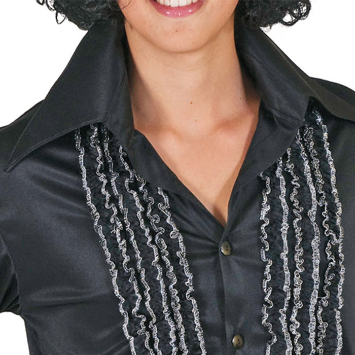 Hippie Rüschenhemd für Herren | Schwarz