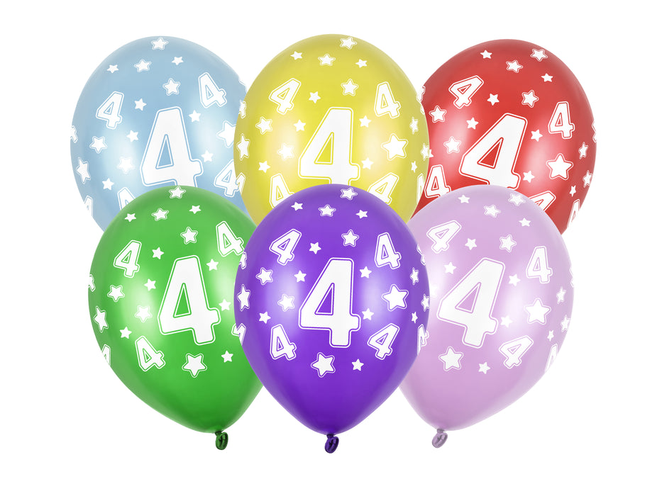 Latexballon Ø30cm "Happy Birthday" | 6 Stk. - Zahl #4