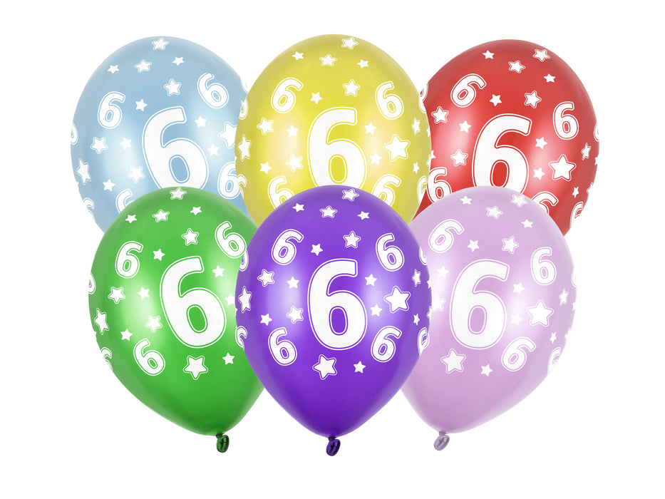 Latexballon Ø30cm "Happy Birthday" | 6 Stk. - Zahl #6
