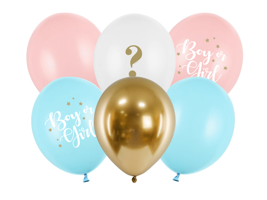 Latexballon Ø30cm "Boy or Girl" | 6 Stk. - Blau/Rosa