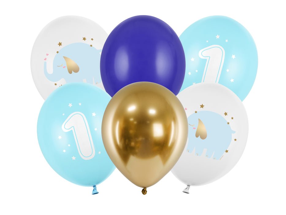 Latexballon Ø30cm "1. Geburtstag" | 6 Stk. - Blau