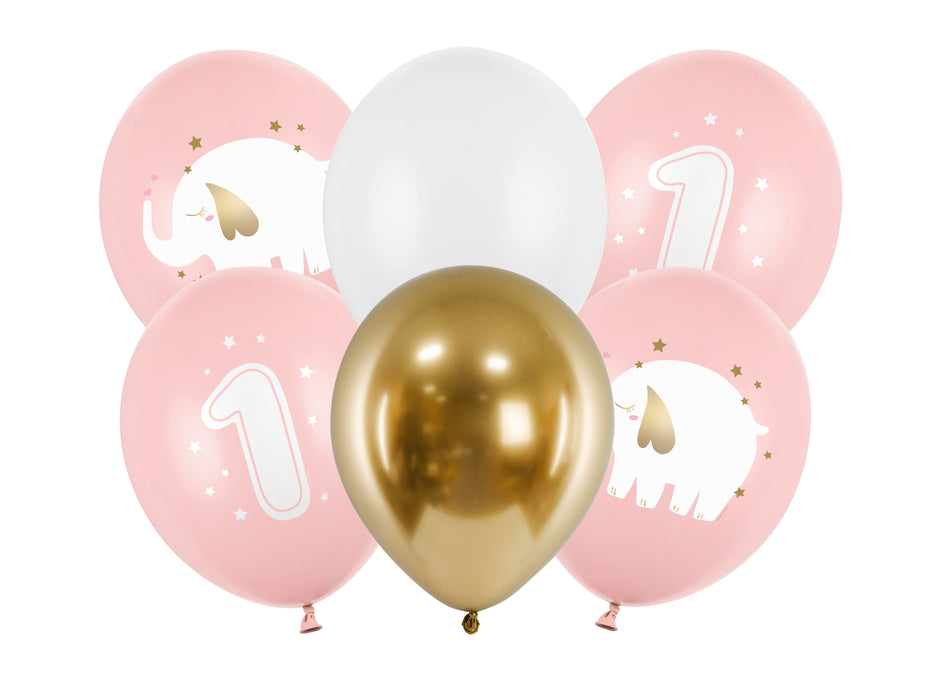 Latexballon Ø30cm "1. Geburtstag" | 6 Stk. - Pink