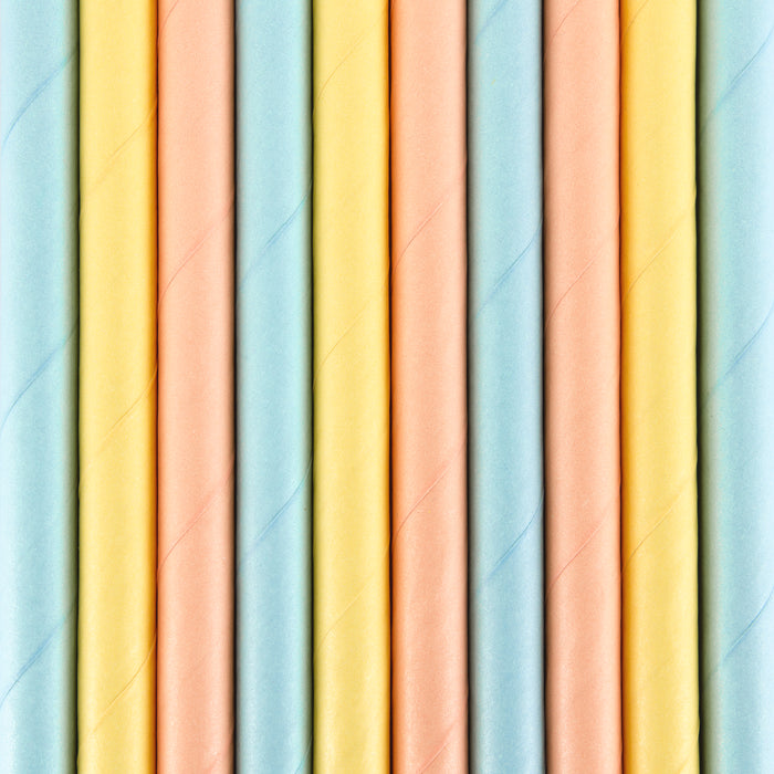 Strohhalm Papier 10Stk./195mm Pastel Bunt