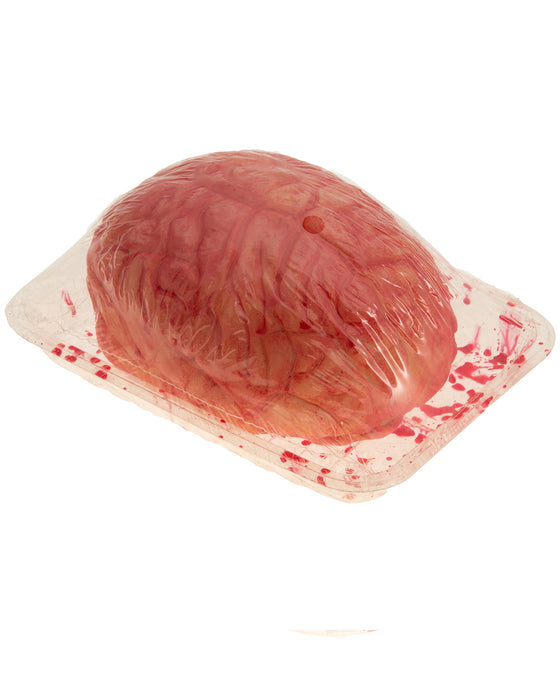 "Blutiges Gehirn in Metzgerschale" 14 x 9 x 18 cm Latex | Rot Halloween Deko