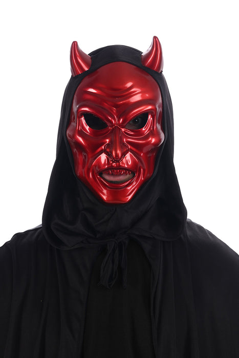 Halloween Maske "Teufel mit Kapuze" | Rot Schwarz