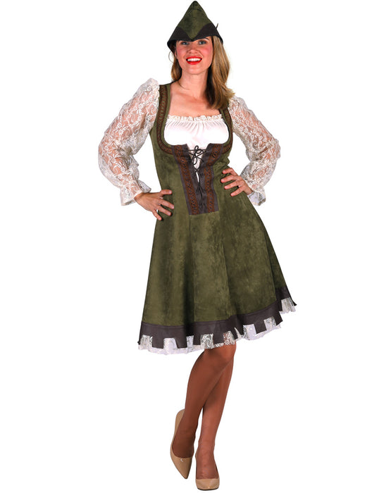 Robin Hood Kostüm für Damen - Wildlederlook | Kurzes Kleid Lady Marian