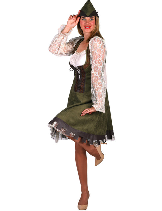 Robin Hood Kostüm für Damen - Wildlederlook | Kurzes Kleid Lady Marian