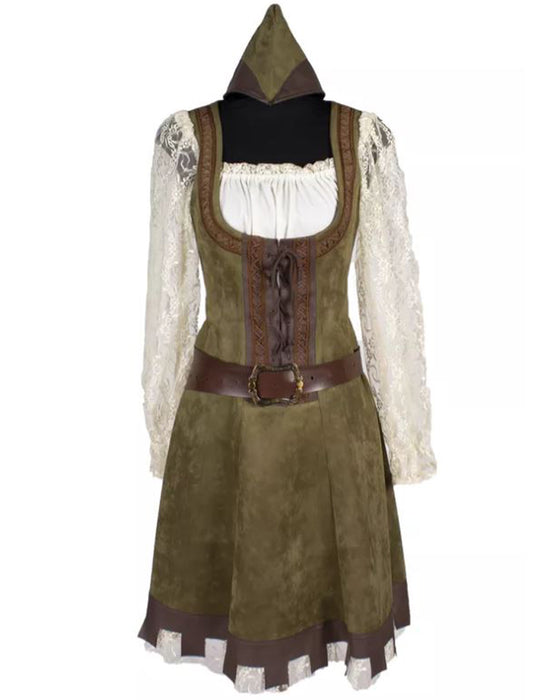 Robin Hood Kostüm für Damen - Wildlederlook | Kurzes Kleid Lady Marian