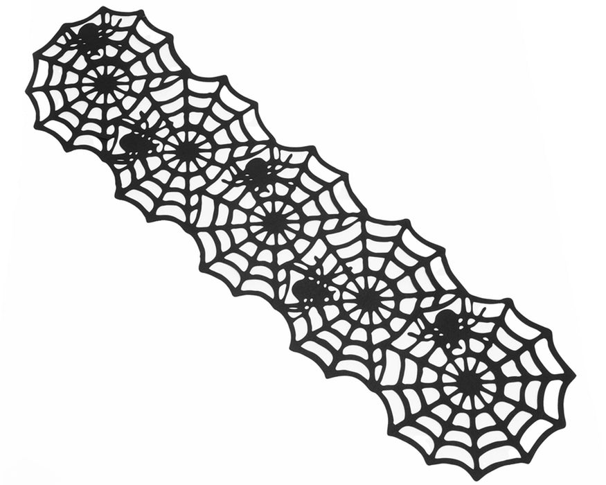 Halloween Tischläufer "Spinnennetze" - 148 x 41 cm | Schwarz